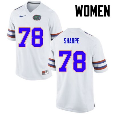 Women's Florida Gators #78 David Sharpe NCAA Nike White Authentic Stitched College Football Jersey DOZ4762RG